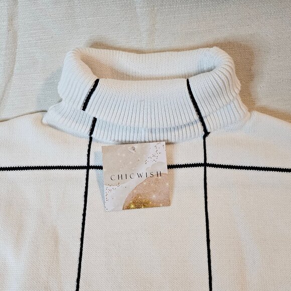 Chicwish Warm Welcome Grid Turtleneck Sweater Dress - M - Picture 5 of 9